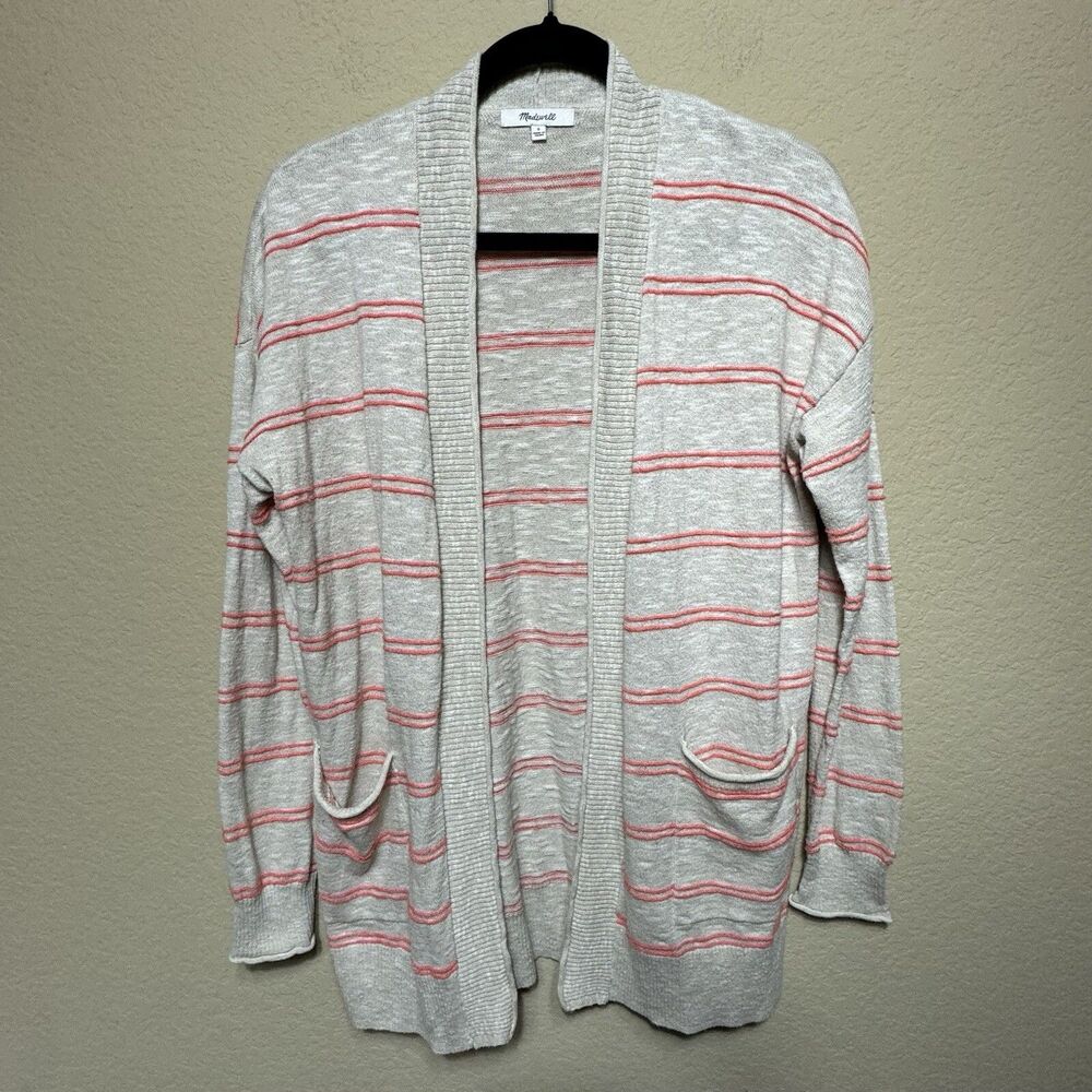 Madewell Bradley Open Front Cardigan Sweater Textured Stripes Women’s  Size S